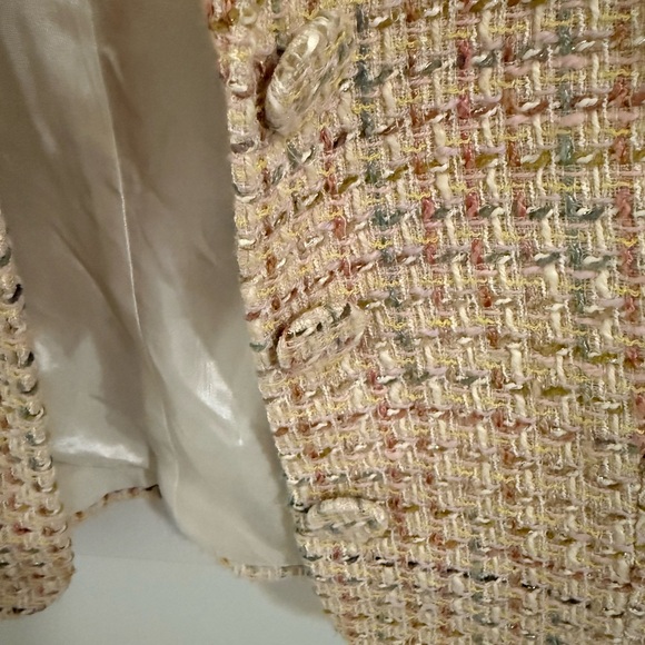 A.B.S. by Allen Schwartz Tweed Jacket Blazer Size 4 Pink Pastel Bouclé Made USA - Picture 4 of 5